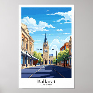 Ballarat Australia Travel Art Vintag Illustration Poster