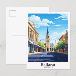 Ballarat Australia Travel Art Vintag Illustration Postkarte