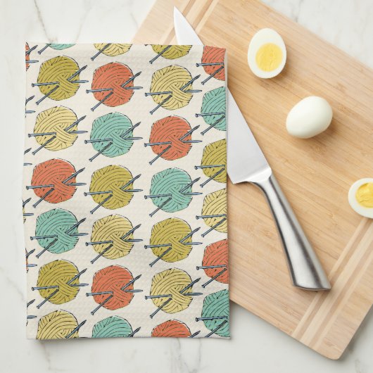 Bälle des Wolle-Musters Geschirrtuch (Viertel Falte)