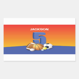 Bälle zum 5. Geburtstag Rechteckiger Aufkleber