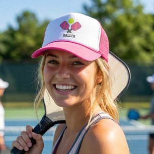 Baller Athletic Gekreuzte Pink Pickleball-Schläger Truckerkappe
