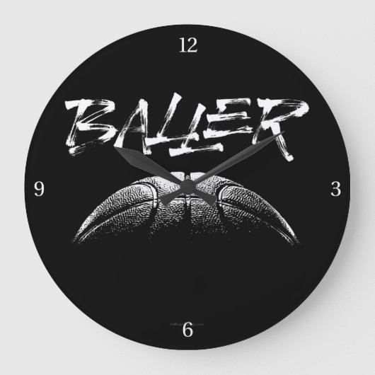 Baller (Basketball) Große Wanduhr (Vorderseite)