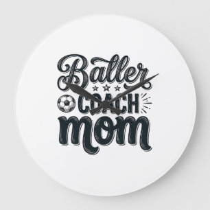 Baller Coach Mom Vintage Fußball Shirt Design_1 Große Wanduhr