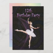 Ballerina 12. Geburtstagsfeier Einladung (Vorne/Hinten)