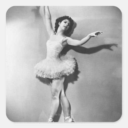 Ballerina 2 quadratischer aufkleber (Vorderseite)