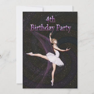 Ballerina 4. Geburtstags-Party Einladung