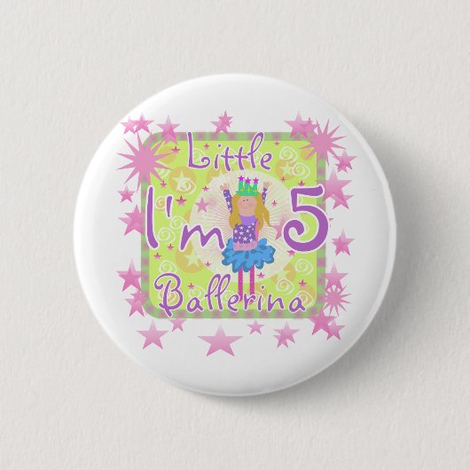 Ballerina 5th Birthday Shirts und Geschenke Button (Vorderseite)