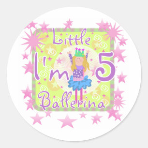 Ballerina 5th Birthday Shirts und Geschenke Runder Aufkleber
