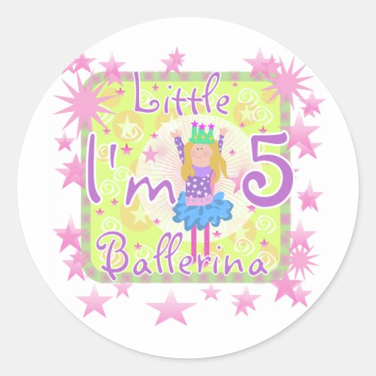 Ballerina 5th Birthday Shirts und Geschenke Runder Aufkleber (Vorderseite)