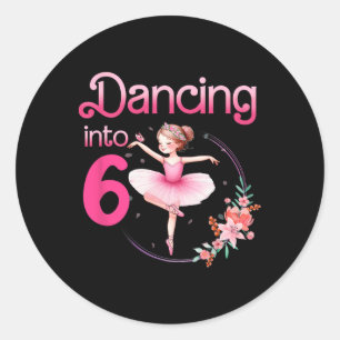 Ballerina 6. Geburtstagsparty Ballet Runder Aufkleber