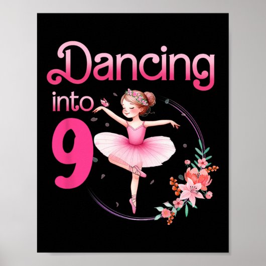 Ballerina 9. Geburtstagsparty Ballet Poster (Vorne)