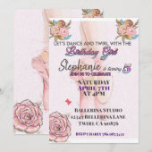 Ballerina ab 5. Geburtstagsfeier Einladung (Vorne/Hinten)