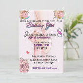 Ballerina ab 8 Geburtstagsfeier Einladung (Stehend Vorderseite)