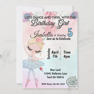 Ballerina ab der Einladung zum 5. Geburtstag