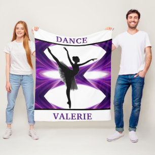 Ballerina Abstrakt Tanz Lila / Weiß / Schwarz Fleecedecke