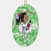 Ballerina-Afroamerikaner-Mädchen entzückend Keramikornament (Links)
