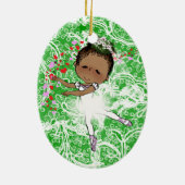 Ballerina-Afroamerikaner-Mädchen entzückend Keramikornament (Hinten)