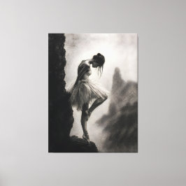 Ballerina am Klippenrand Monochrome Dramatische Ku Leinwanddruck