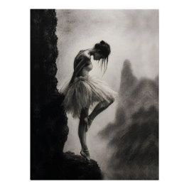 Ballerina am Klippenrand Monochrome Dramatische Ku Poster