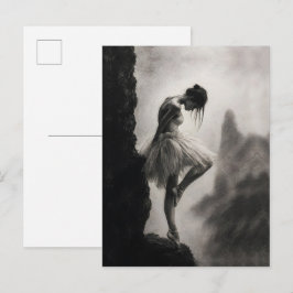 Ballerina am Klippenrand Monochrome Dramatische Ku Postkarte