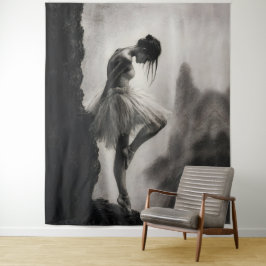 Ballerina am Klippenrand Monochrome Dramatische Ku Wandteppich
