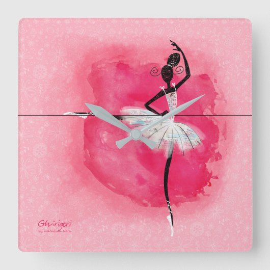 Ballerina an der Barre Quadratische Wanduhr (Vorderseite)