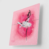 Ballerina an der Barre Quadratische Wanduhr (Winkel)