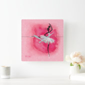Ballerina an der Barre Quadratische Wanduhr (Zuhause)