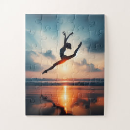 ballerina and lake with sunset puzzle