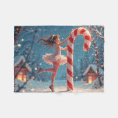 Ballerina Anime Girl & Candy Cane Weihnachten Fleecedecke (Vorderseite (Horizontal))