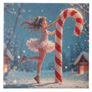Ballerina Anime Girl & Candy Cane Weihnachten Fliese