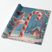 Ballerina Anime Girl & Candy Cane Weihnachten Geschenkpapier (Ungerollt)