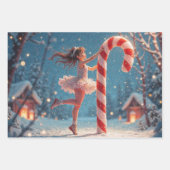 Ballerina Anime Girl & Candy Cane Weihnachten Geschenkpapier Set (Vorderseite)