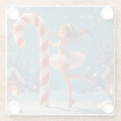 Ballerina Anime Girl & Candy Cane Weihnachten Glasuntersetzer (Rückseite)