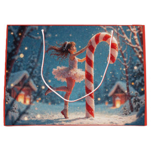 Ballerina Anime Girl & Candy Cane Weihnachten Große Geschenktüte