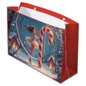 Ballerina Anime Girl & Candy Cane Weihnachten Große Geschenktüte (Rückseite Schrägansicht)