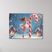 Ballerina Anime Girl & Candy Cane Weihnachten Leinwanddruck (Vorderseite)