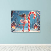 Ballerina Anime Girl & Candy Cane Weihnachten Leinwanddruck (Insitu (Holzboden))