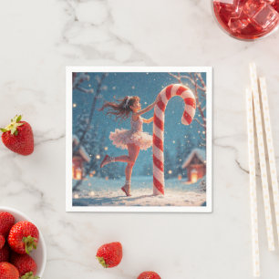 Ballerina Anime Girl & Candy Cane Weihnachten Serviette