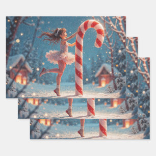 Ballerina-Anime-Mädchen und Lebkuchen-Weihnachten Geschenkpapier Set
