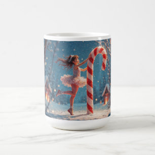 Ballerina-Anime-Mädchen und Zuckerstangen-Weihnach Kaffeetasse