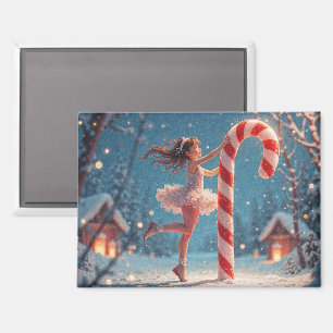 Ballerina-Anime-Mädchen & Zuckerstangen-Weihnachte Magnet