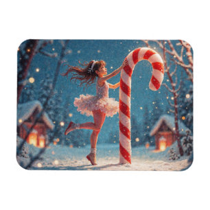 Ballerina-Anime-Mädchen & Zuckerstangen-Weihnachte Magnet