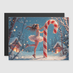 Ballerina Anime Mädchen & Zuckerstangen Weihnachte Magnetkarte