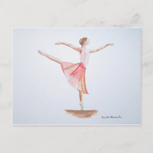 Ballerina Aquarelltänzerin Wasserfarbe Girl Postkarte