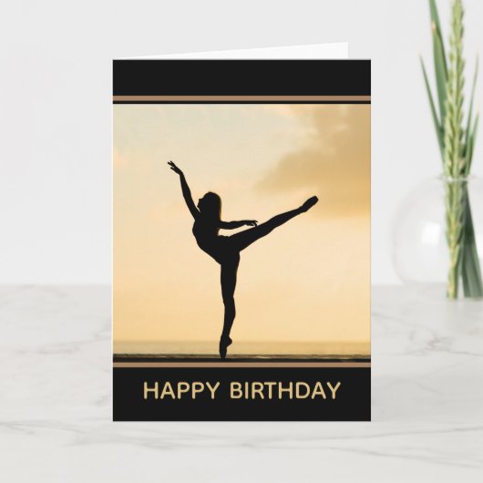 Ballerina Arabesque Sunset | Happy Birthday Karte (Vorderseite)