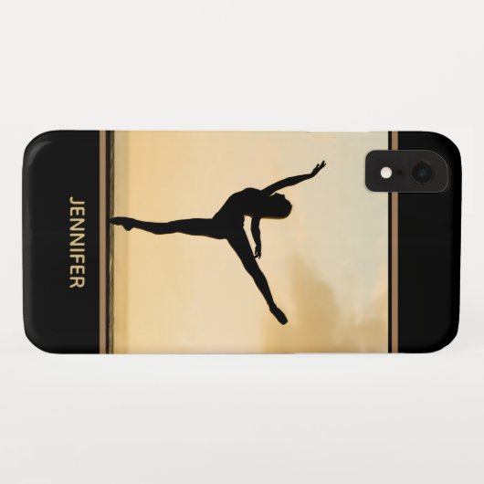Ballerina Arabesque Sunset Silhouette Personalisie Case-Mate iPhone Hülle (Rückseite (Horizontal))