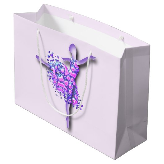 Ballerina Art Lila Dance - Ballet Dancer Zeichnend Große Geschenktüte (Rückseite Schrägansicht)