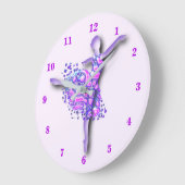 Ballerina Art Purple Dance - Ballet Dancer Drawing Große Wanduhr (Winkel)