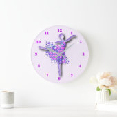 Ballerina Art Purple Dance - Ballet Dancer Drawing Große Wanduhr (Zuhause)